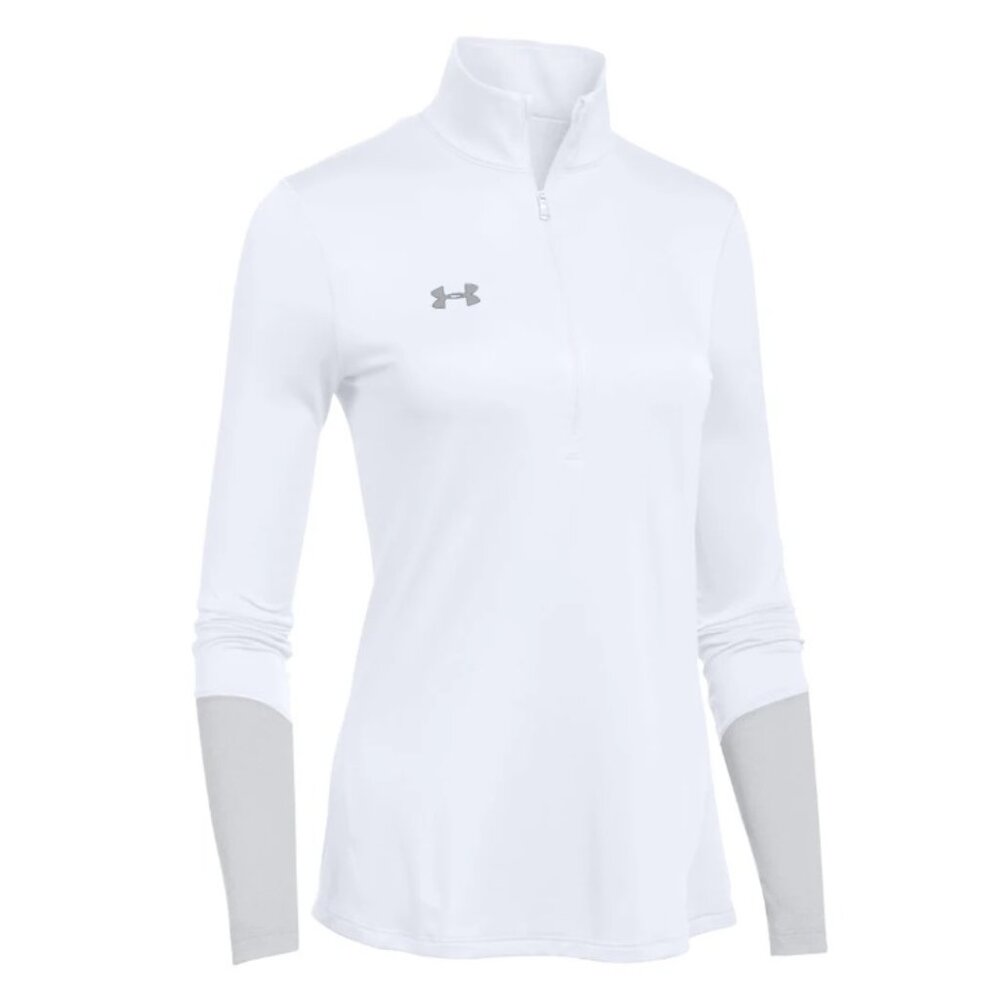 Women's White Under Armour Locker 1/4 Zip Pullover